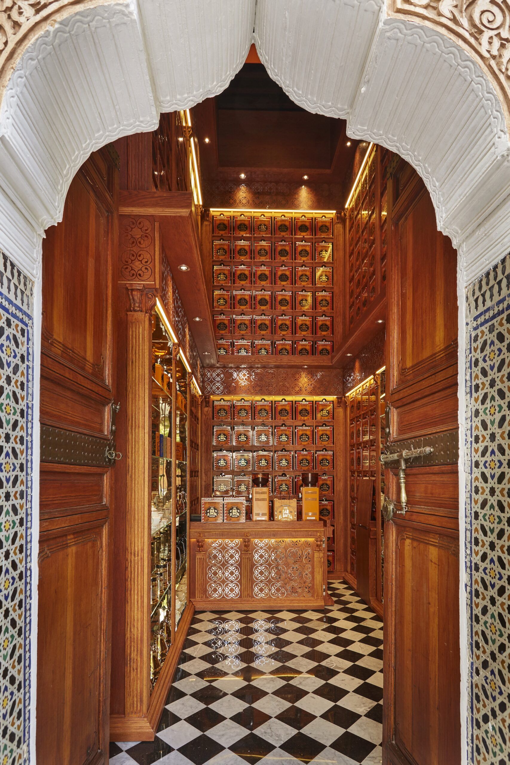 Entrance of the Bacha Coffee Boutique at Dar el Bacha, Marrakech.